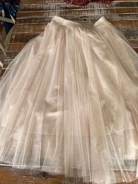 Cream color Tulle Midi Skirt